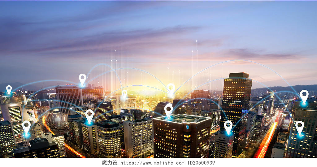 蓝色科技感城市坐标定位导航地图背景科技全球定位导航